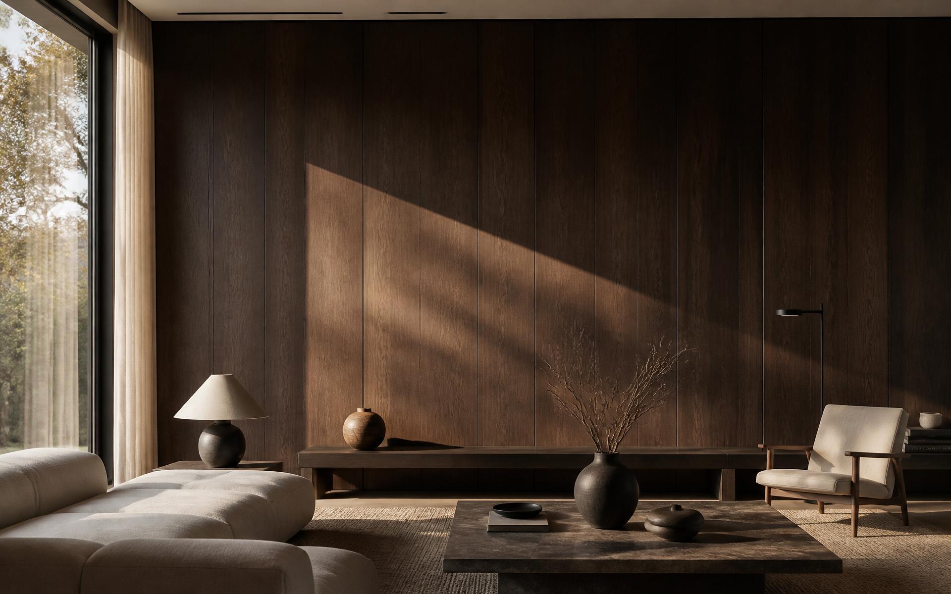 Interior clad in warm walnut veneer