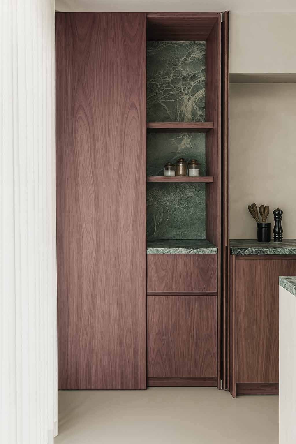 Black Thuja veneer in a finished interior