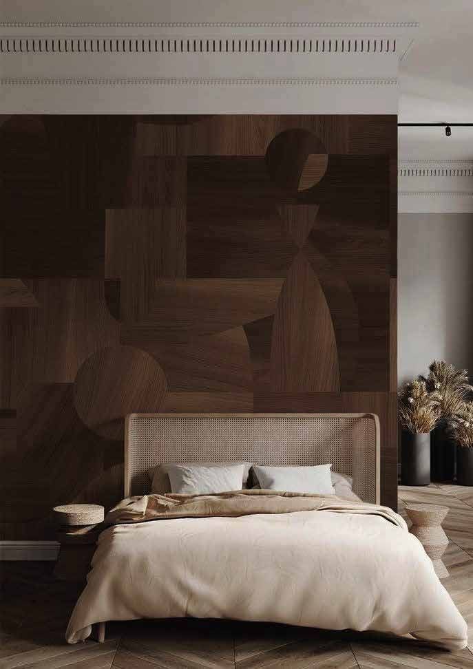 Figured Movinga veneer in a finished interior